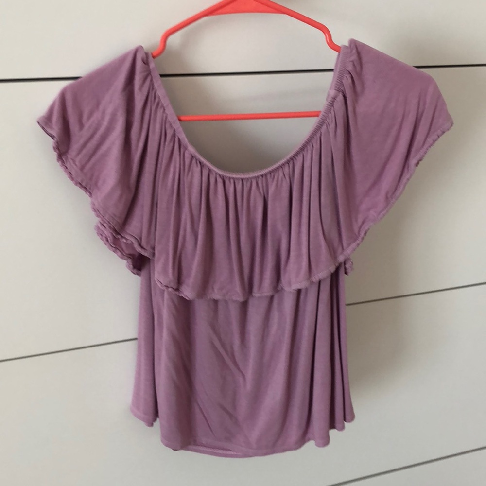 lilac color off the shoulder blouse